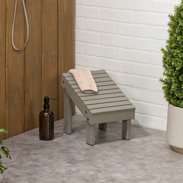 Saru 11.8" Traditional Classic Solid Acacia Wood Shower Shaving Foot Stool